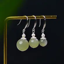 和田玉製イヤリング【天然水晶・翡翠・パール・六角デザイン】