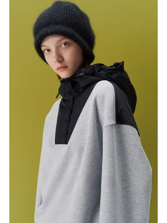 YASAKO 立体感のあるフード付きスウェット＆パンツセット【デザイン切り替え・裏起毛・ルーズフィット】