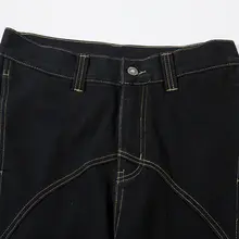 黒のデニムパンツ【ユニセックス・ワイドレッグ・フィット・スリム効果】（セットアップ対応）