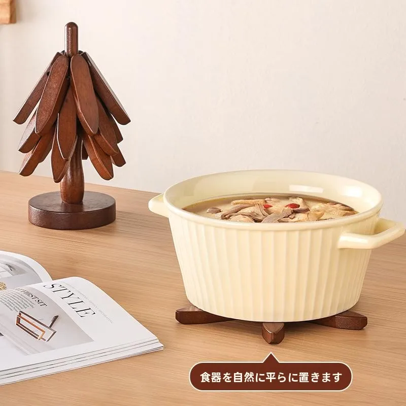 北欧風クリスマステーブルコーディネートのための木製テーブルマット【耐熱・防湯・4枚セット】