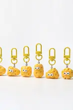 可愛い立体大眼チーズ型キーホルダー【ユニークデザイン・グリーン】