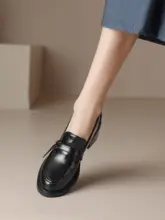 高級感ある真皮製ローファー【秋冬用・柔らかい・厚底・フリースライニング】
