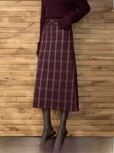 レディース チェック柄 ロングスカート【スタイリッシュ・秋冬用・膝上】