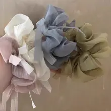 優雅なバレリーナ風のチュールリボンヘアゴム【低彩度・韓国スタイル】