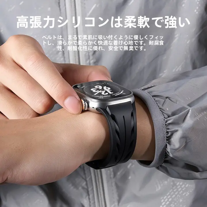 Apple Watch用ラバーバンド【通気性・スポーツ用・デザイン腕輪】
