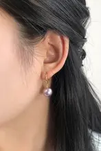 天然紫色淡水珍珠のイヤリング【大粒・正円・強い光沢】