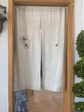 南仏風 ギリシャオリーブの枝刺繍リネンの間仕切りカーテン【透光性・プライバシー保護】