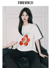 独特な印花の白いルーズフィット短袖T  シャツ【丸首・夏用・カジュアル】