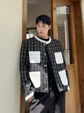デザイン性に優れたコントラストジャケット【男性用・ツイード風・厚手】
