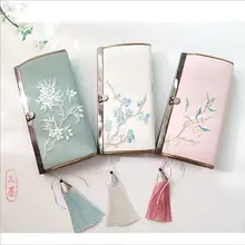 刺繍入り布製 中国風 長款パスケース【女性用・口金デザイン・ハンドバッグ】