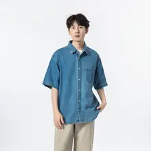 デニムシャツ 半袖 メンズ オーバーサイズ カジュアル 夏 「YOKE STUDIO」