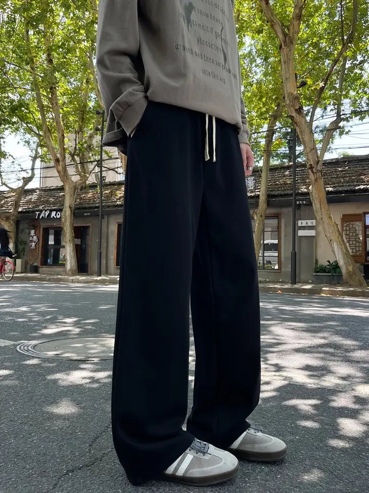 冬用 メンズスウェットパンツ【ブラック・フィット・ストレート・カジュアル】