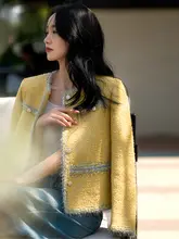 乳酪風ウールモヘアクルーネックショートコート【粗花柄・女性用】