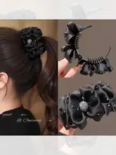 後頭部用 ヘアクリップ【ブラック・フリルデザイン・ボリュームアップ効果】