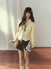 ストライプデザインのスカートパンツ【色遣いが魅力・微開衩・Aライン】（セットアップ対応）