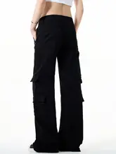 StreetStudio レディース 秋冬用 ブラック ワイドパンツ【低腰・微フレア・ストレート】