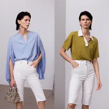 夏用 軽量ストレッチ デニムパンツ【ハンドメイド フリンジ裾・ハイウエスト・ヒップアップデザイン】