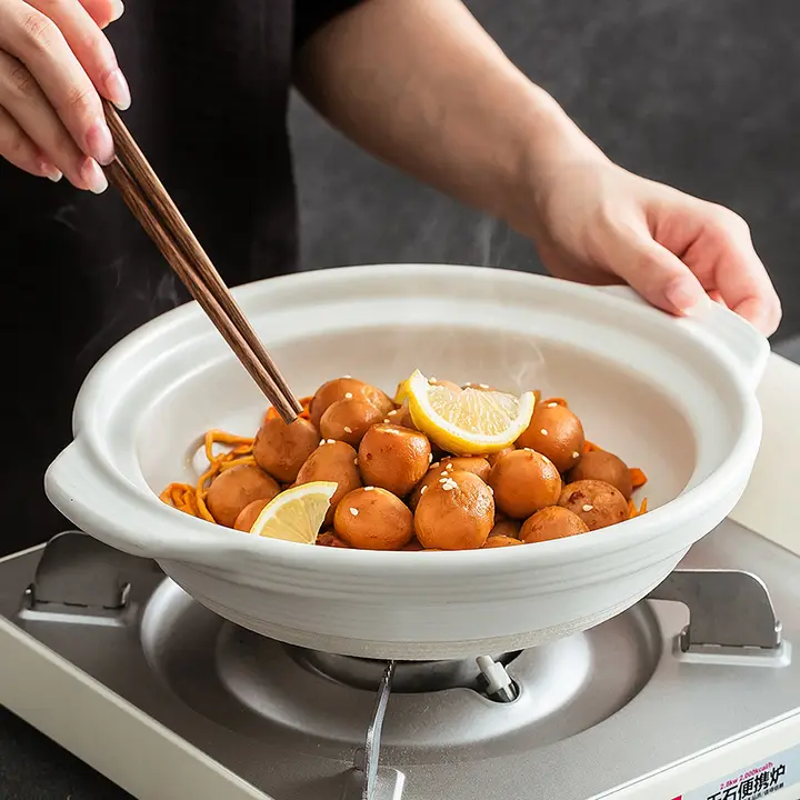 高温対応の陶器製土鍋【家庭用・ひび割れ防止・煮込み料理用】