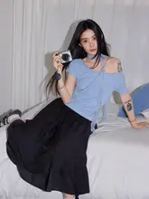 高腰黒ロングAラインスカート【シンプルスタイル・・女性用】