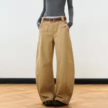 カーゴパンツ ユニセックス アメリカン風 ヴィンテージ ストリート デコンストラクション カーブドシルエット ワイド ルーズ 着回し「JUNECUT」