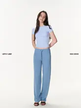女性用 夏用ニット半袖Tシャツ【ハイウエスト・フィット・ラウンドネック】（セットアップ対応）