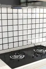黒白チェック模様のキッチン収納パネル【防油・防水・湿気対策】