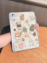 iPad Air 5対応 シェルパターン・ロック付き三折透明保護ケース【2022年用・シリコン・iPad Pro 11・iPad 10・第9世代・10.2インチ・mini 6】