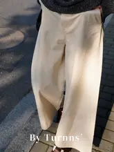 By turnns コットン製 高腰ストレートパンツ【ルーズフィット・ビンテージスタイル・カジュアル】