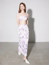夏用 プロヴァンス風ニットセットアップ【高弾力・透 breathable・ウエスト露出・ファッショナブルなデザイン】（セットアップ対応）