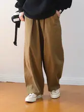春季用 無地のゆったりストレートワイドパンツ【男女兼用・カジュアル・カーキ色】（セットアップ対応）