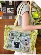 ファン応援用バッジ付きリボンデザイントートバッグ【通勤・軽量・女性向け】