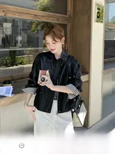黒のライダースジャケット【スタンドカラー・女性用・ショート丈・秋用】