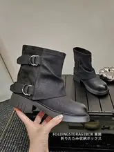 ファッションレトロなバックル付き厚底マーチンブーツ【ショートブーツ・ウエスタンスタイル・女性用】