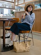 モノクロのうさぎプリントトートバッグ【通勤・カジュアル】