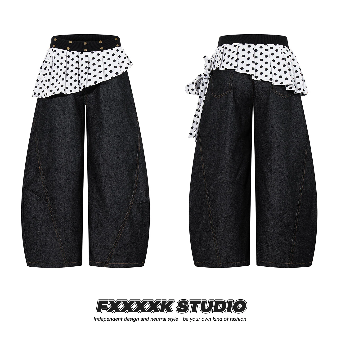 50's fashion と 90年代アメリカファッションを融合した、今こそ着るべき「ドット柄ワイドレッグデニムパンツ」は？