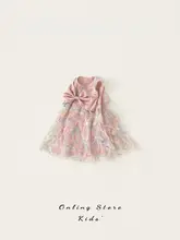 リボン付きシースルー子供用ワンピース【夏用・ノースリーブ・おしゃれ】