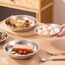 ステンレス製サービングディッシュ【キッチン用・食品グレード・丸型・調理用トレイ】