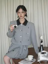 デザイン性のあるスパンコール入りカラーブロックジャケット【レディース・高級感・プリーツスカート付き】（セットアップ対応）
