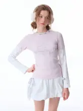 春夏アメリカンヴィンテージ風 ピクセルラビットプリントの星柄長袖Tシャツ（セットアップ対応）