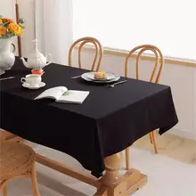 シンプルな無地の黒いコットンリネンテーブルクロス【防水・耐久性・茶室用】