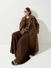 秋冬用の長袖ウールコート【フレンチカラー・ゆったりシルエット・カーディガンスタイル】