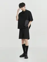 Tシャツ メンズ 半袖 ストライプ パッチワーク ゆったり カジュアル 夏 「BJZE」
