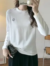スマイルフェイスコットン長袖Tシャツ 女性 春秋 肌触りが良い シンプルで多様に合わせやすい