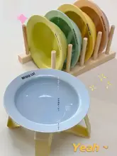 陶器製 ペット用飛碟型ボウル【首を守るデザイン・水と餌用・耳付き】