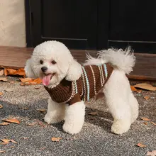 ZEZE ストライプニット犬服【冬用・保温・猫用・ペット用ベスト】