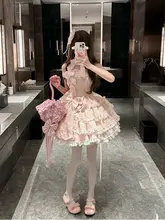 ピンクローズのロリータドレス【可愛いデザイン・華やかなプリンセススタイル】（セットアップ対応）