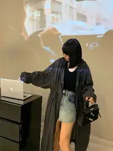 春夏向け大きいサイズの薄手トレンチコート【ゆったり・UVカット・カジュアルデザイン】（セットアップ対応）