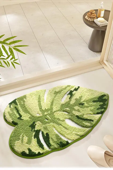 浴室用吸水速乾マット【滑り止め・植物デザイン・汚れ防止】