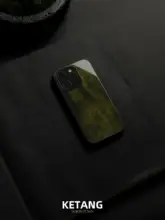 新中式デザインのiPhone用ケース【松茶青・防滑・全包型・ガラス製】