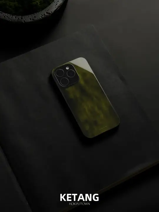 新中式デザインのiPhone用ケース【松茶青・防滑・全包型・ガラス製】